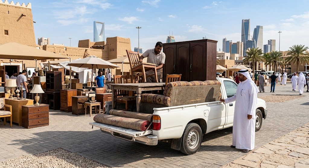 فريق متخصص يقوم بتقييم وشراء الأثاث المستعمل ضمن خدمات شراء الاثاث المستعمل حي النظيم بالرياض